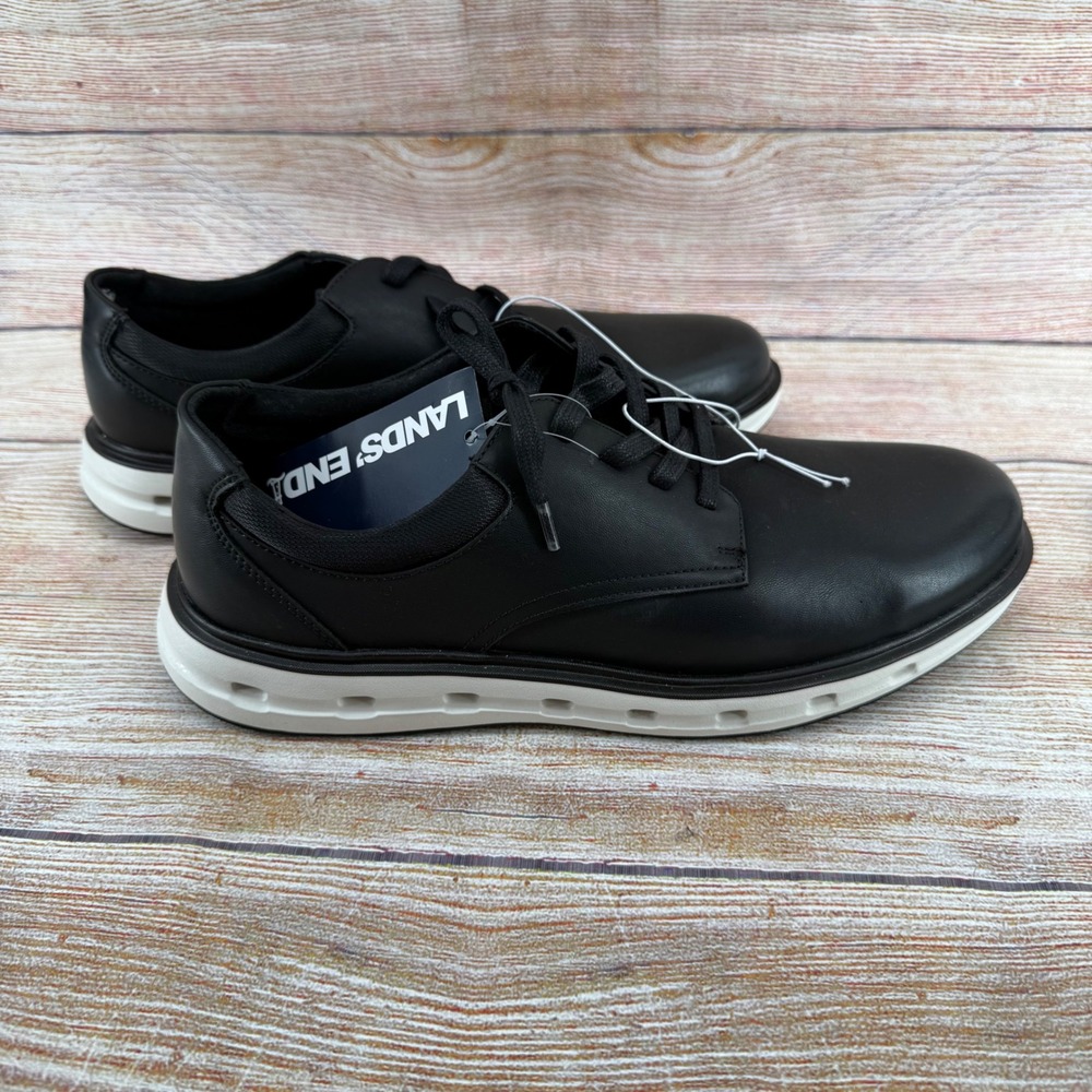 Lands End Sport Oxford Mens 10.5‎ Black White Lightweight Sneaker Shoe 1908426